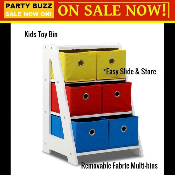 Kids Toy Storage Furniture Easy Slide And Store 4 Toy Bin Unit
