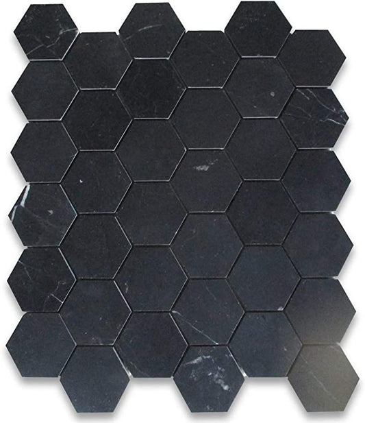 BUY ONLINE: Absolute Black Granite 2X8 Offset Brick Mosaic, 6X24X⅜, Flamed