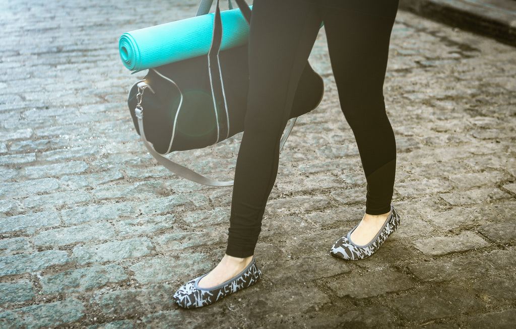 Paris Ballerina Slipper on model walking to the gym