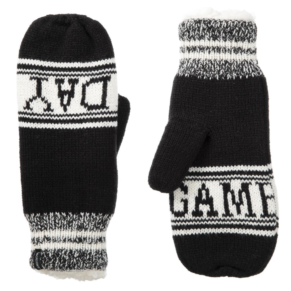 Women's Game Day Mittens Black Front and Back