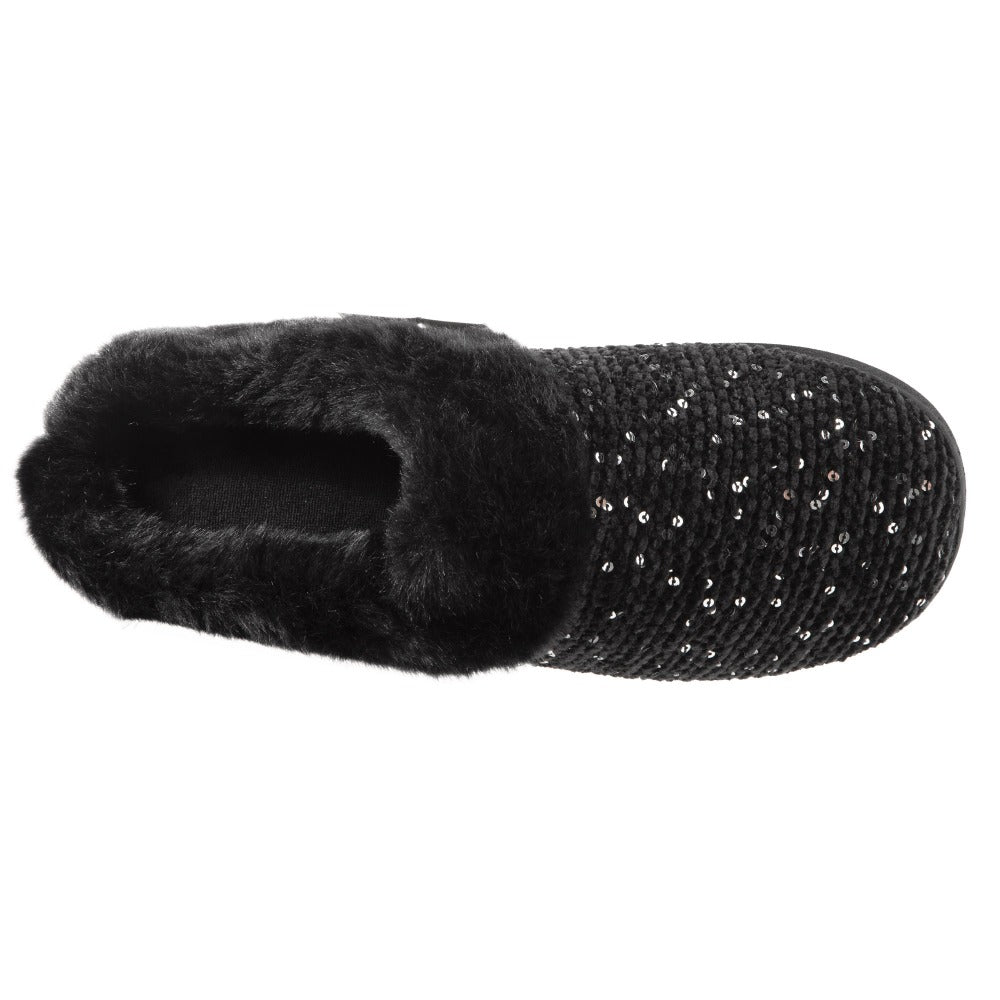 black sequin slippers