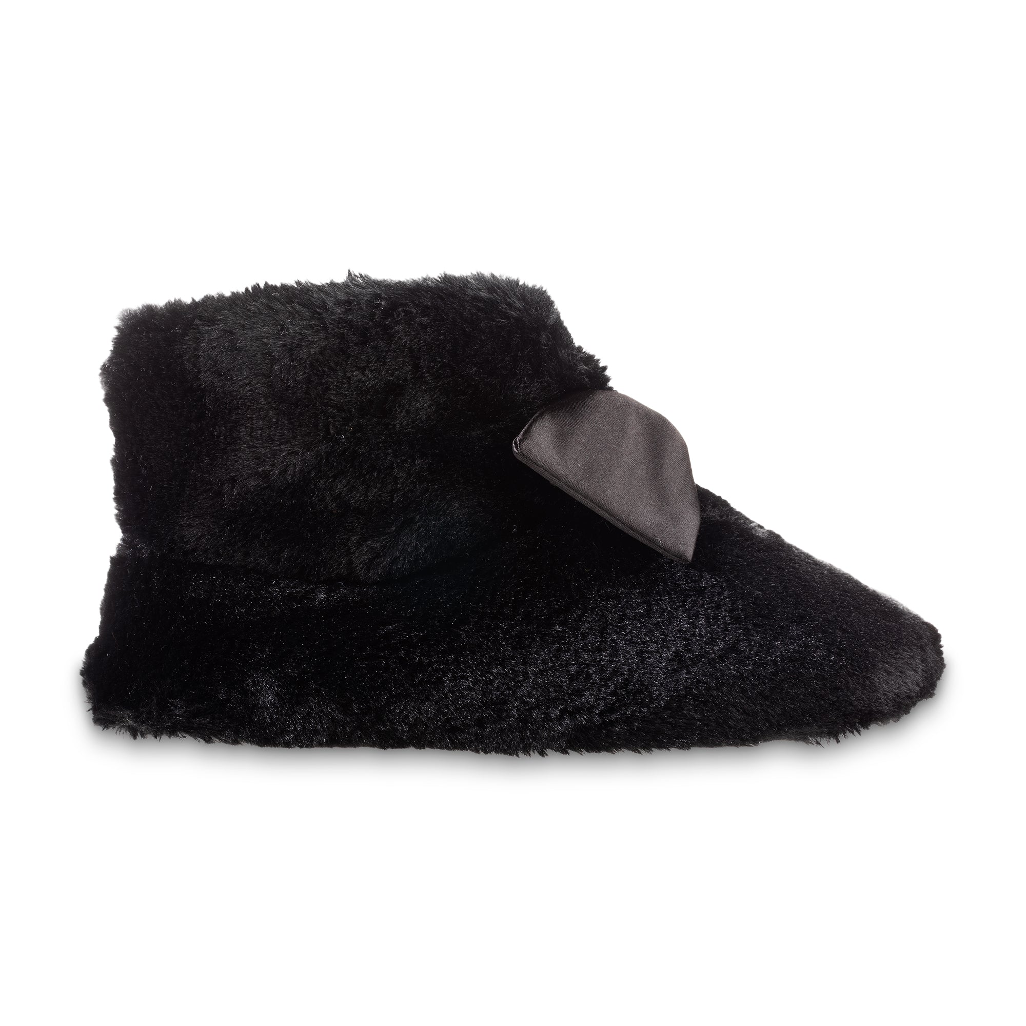 Faux Fur and Satin Tabby Boot Slippers 