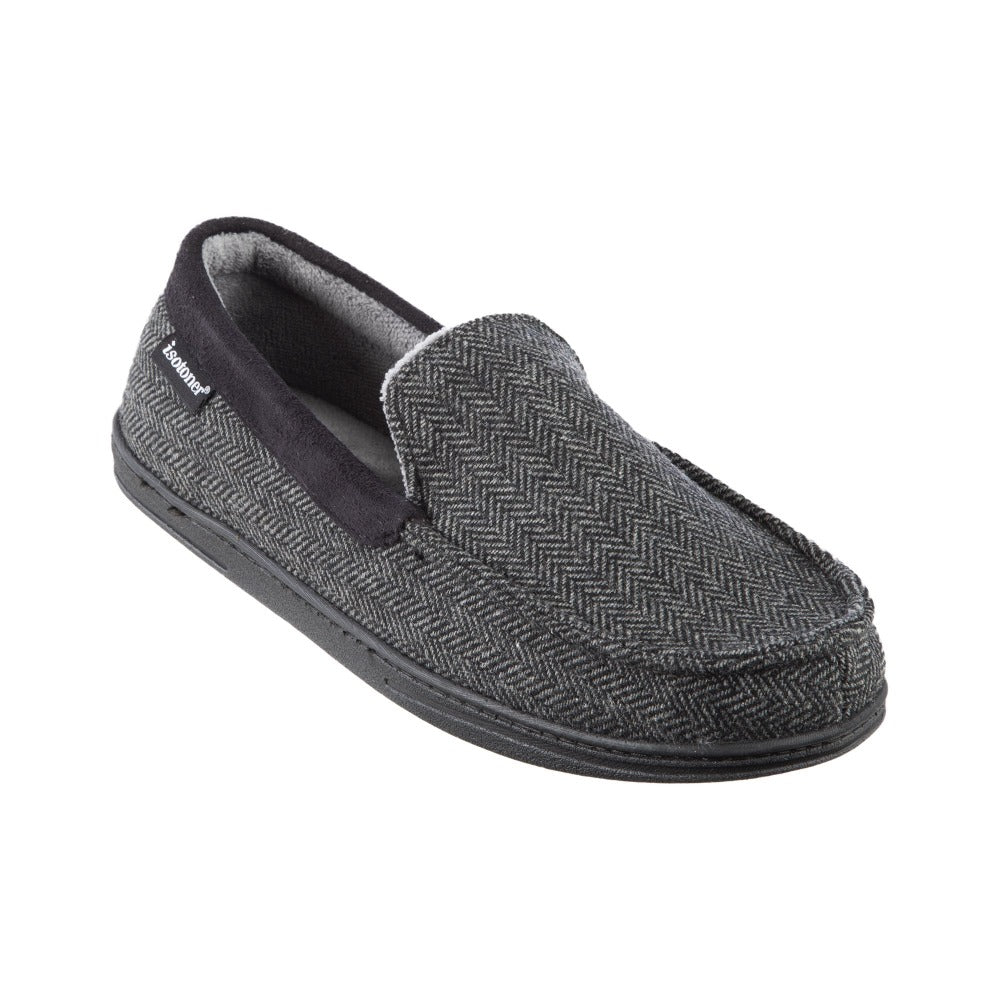 mens black moccasin slippers