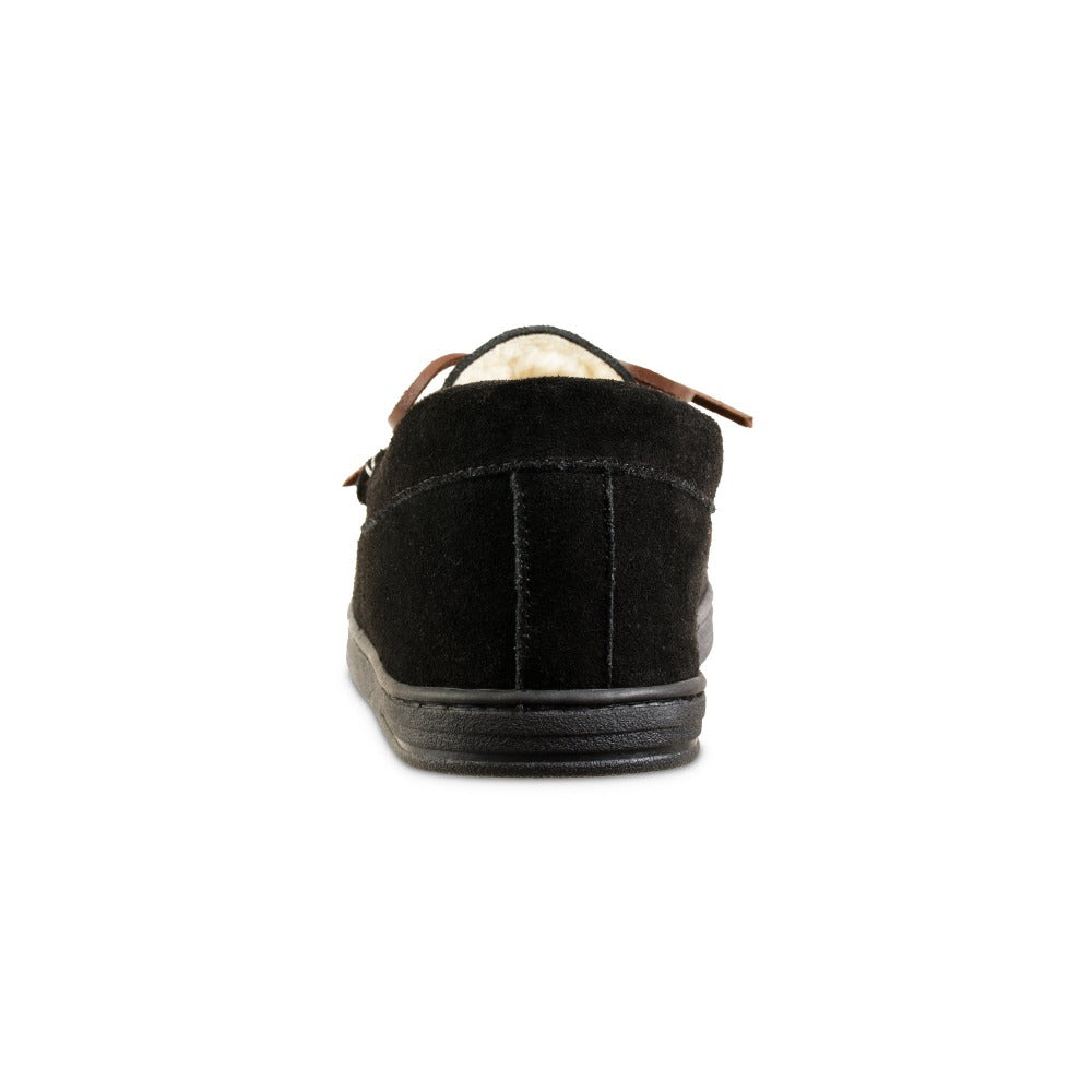 black moccasin slippers