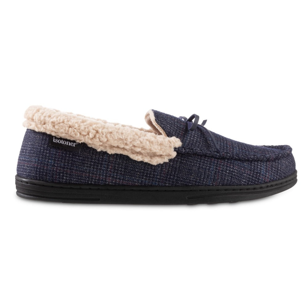 mens blue moccasin slippers