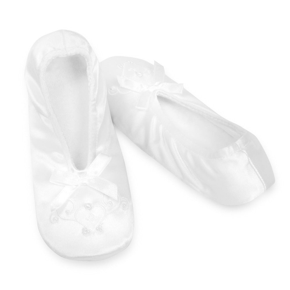 white satin slippers