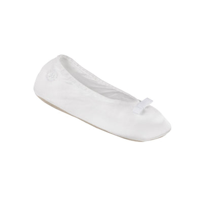 isotoner white satin slippers