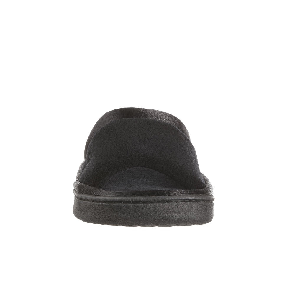 black satin slippers