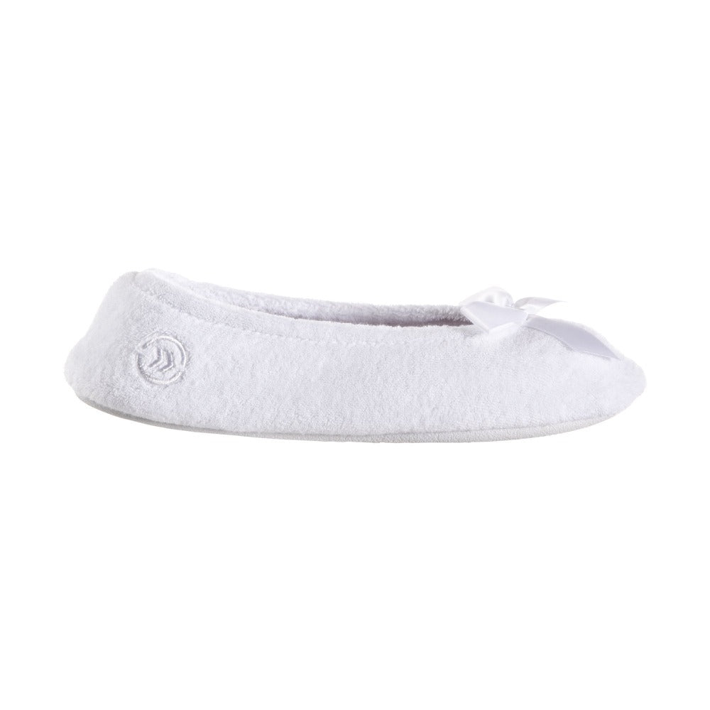 isotoner women's terry classic ballerina slippers