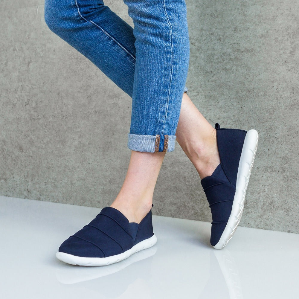 navy blue slip on sneakers womens