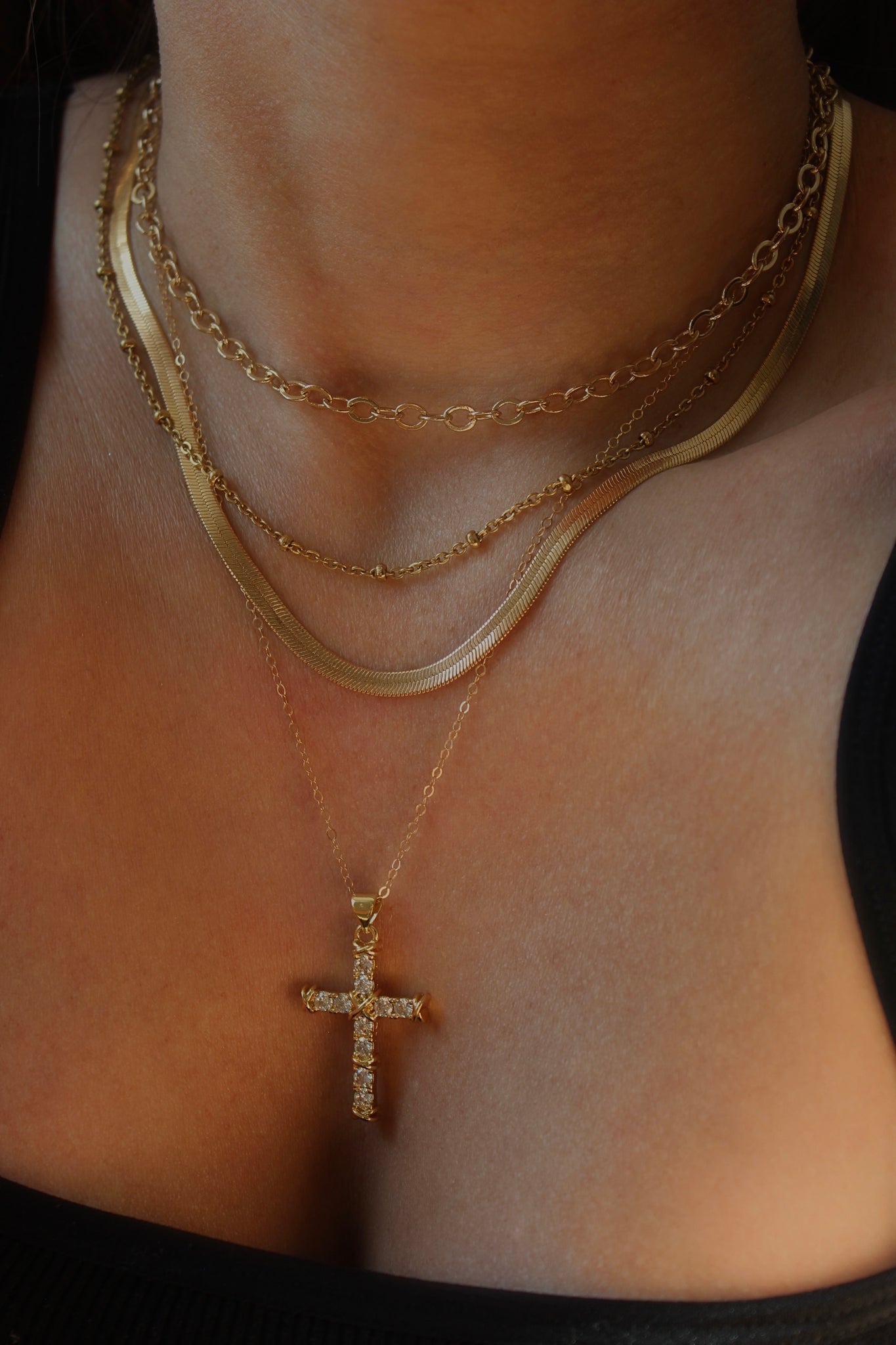 gold plated stainless steel layering necklaces from salty threads