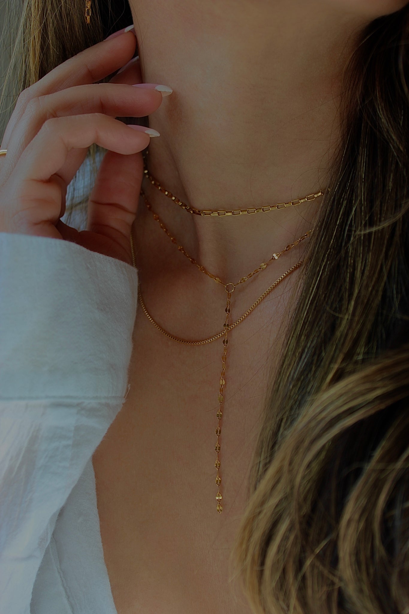 gold plated stainless steel dainty necklaces from salty threads