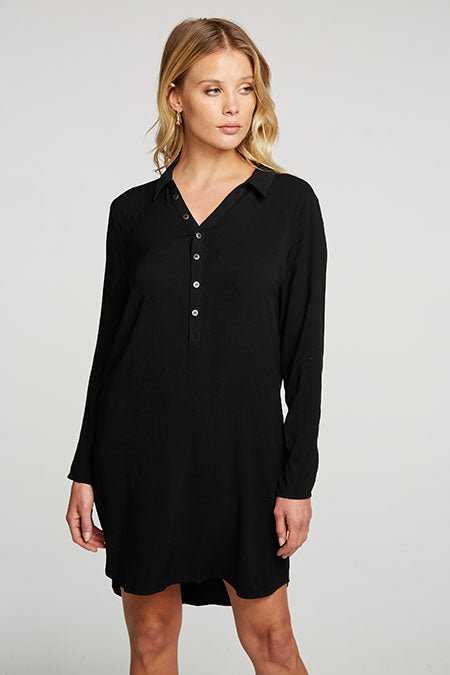 Heirloom Long Sleeve Shirt Dress | Black