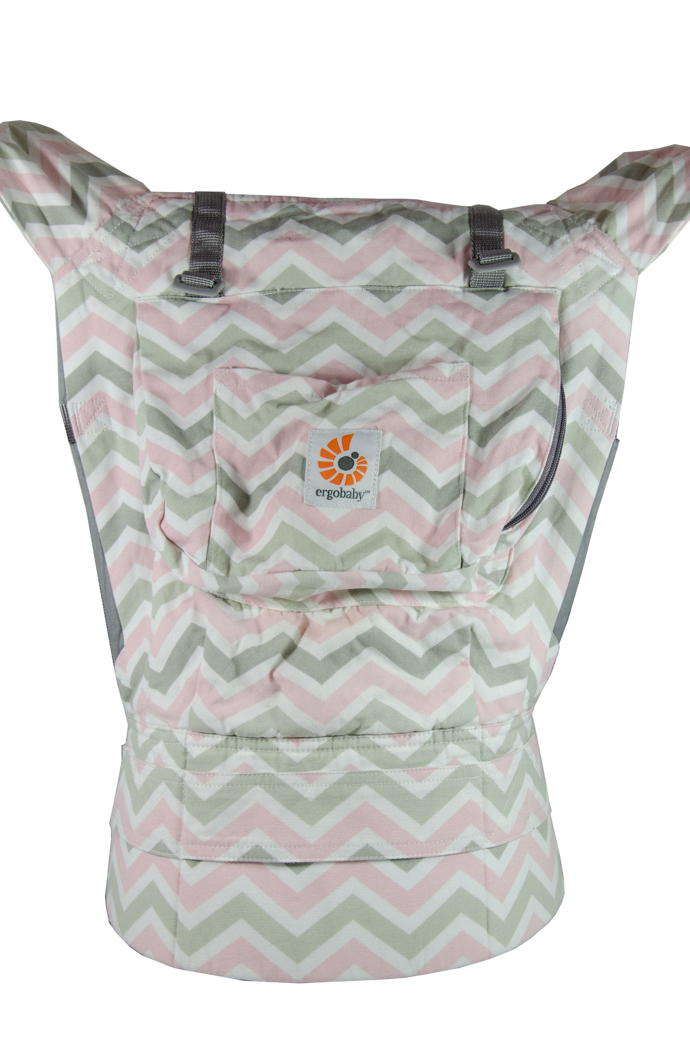 pink and gray chevron ergo baby