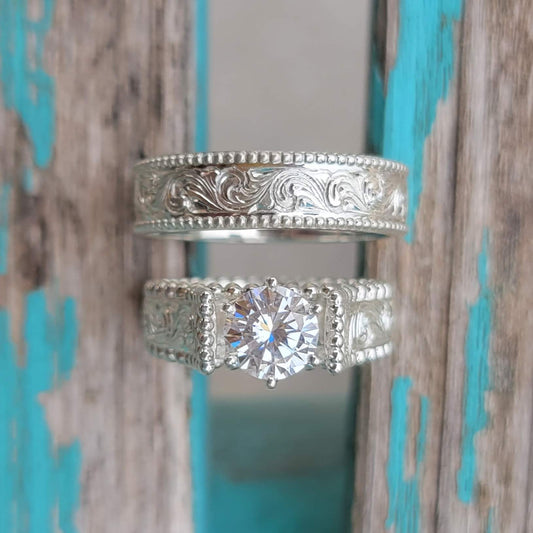 Coastal cowgirl aesthetic matching rings 🤍 Featuring a 5-prong moissa... |  TikTok