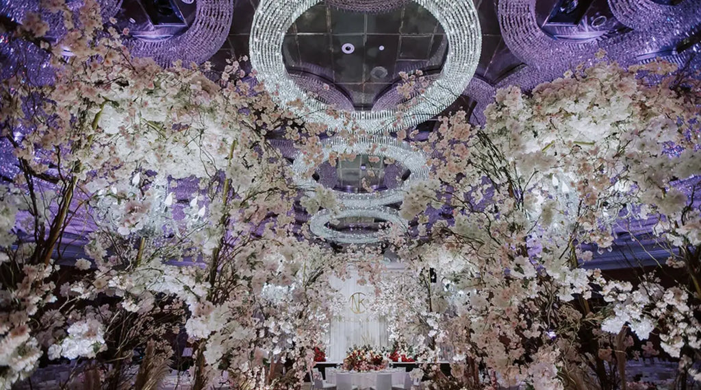 A beautifully decorated wedding reception hall in Malaysia