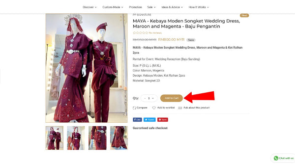 how to rent wedding dress online-cara Sewa Baju Pengantin atas talian (online)-step by step guide to Wedding online rental