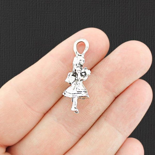 Alice in Wonderland Charm Collection Antique Silver Tone 10 Charms - COL273