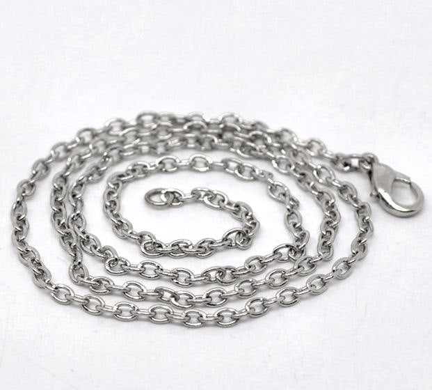 Antique Silver Tone Cable Chain Necklaces 18