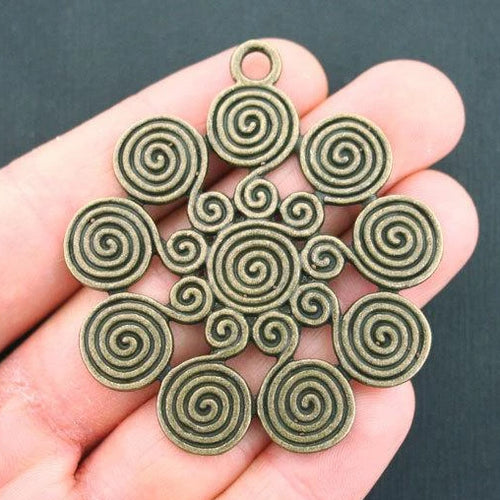 Swirl Pendant Antique Bronze Tone Charm 