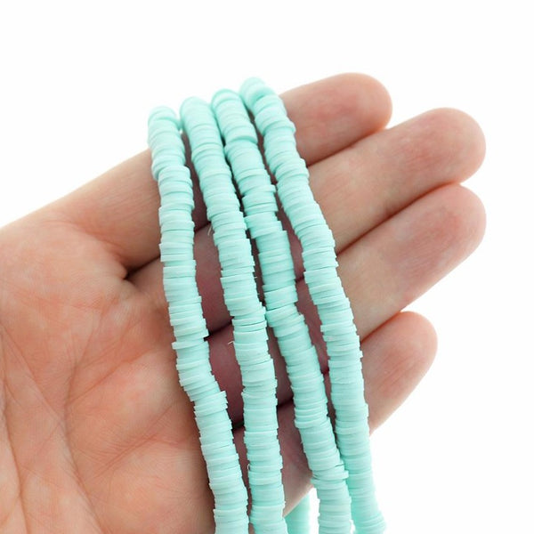 Heishi Polymer Clay Beads 6mm x 1mm - Ocean Blues & Greens - 1 Strand