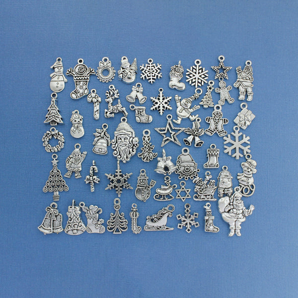 Christmas Charm Collection Antique Silver Tone 25 Different Charms - COL114