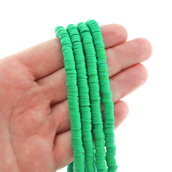 Heishi Polymer Clay Beads 6mm x 1mm - Ocean Blues & Greens - 1 Strand