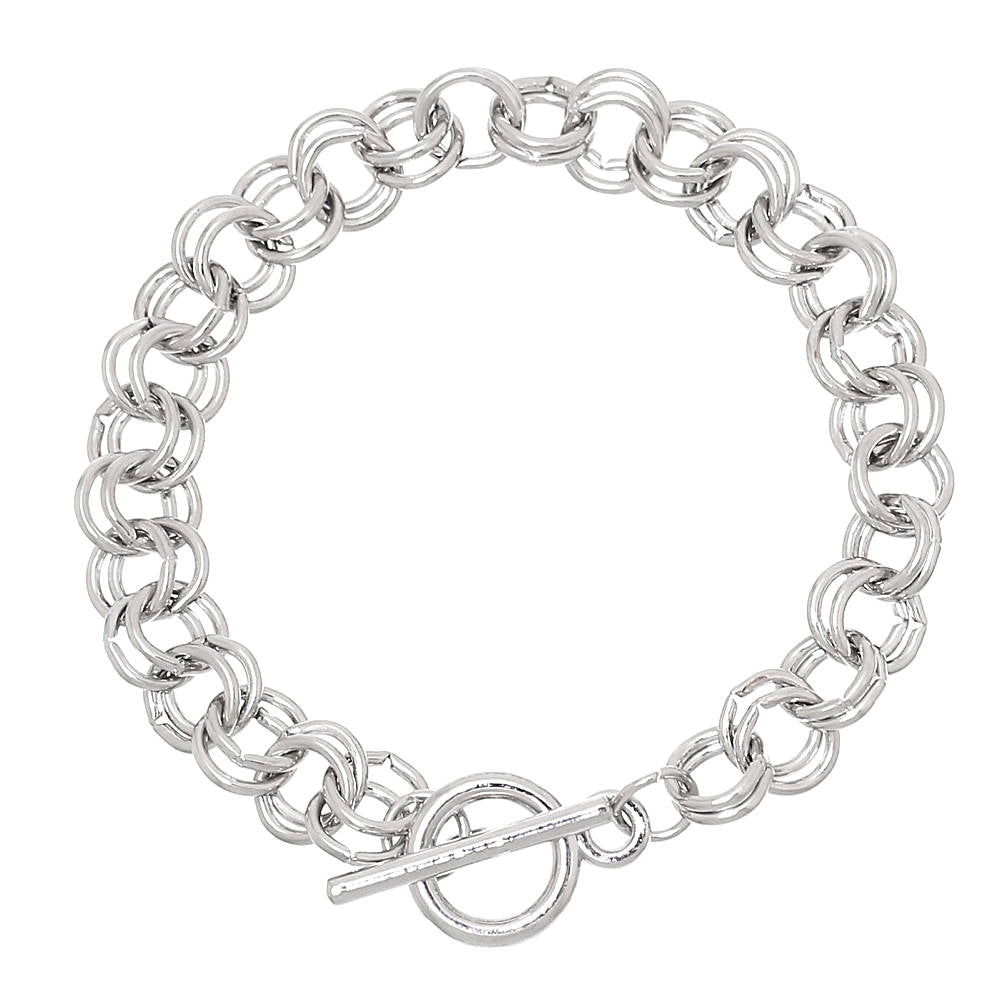 Silver Tone Cable Chain Bracelet 7.75