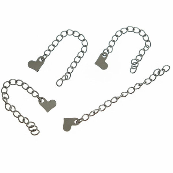 Silver Tone Extender Chains With Oval Drop - 61mm x 3.0mm - 2 Pieces 