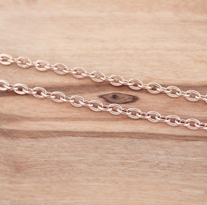 Rose Gold Stainless Steel Cable Chain Necklace 24
