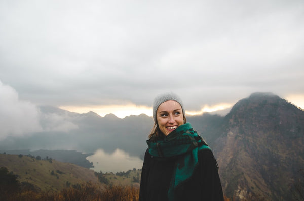 Smiling woman on Mount Rinjani