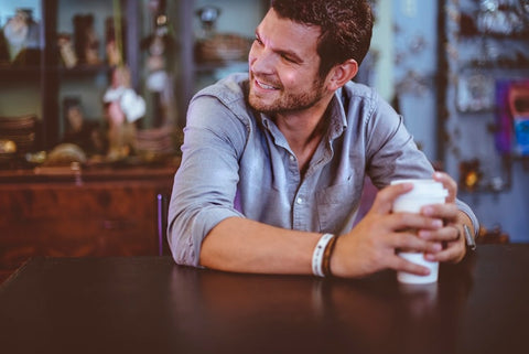 man drinking coffee