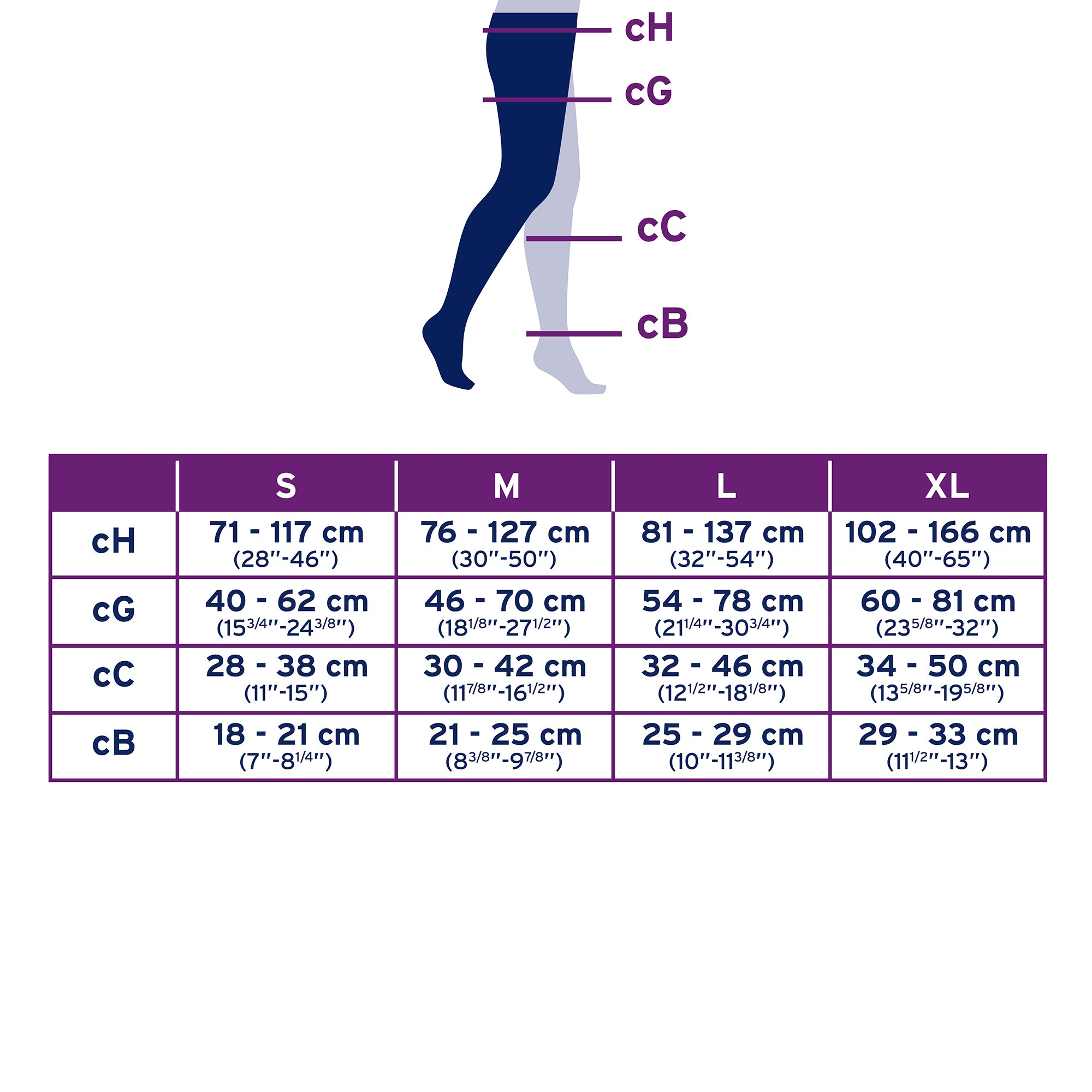 Jobst Support Size Chart