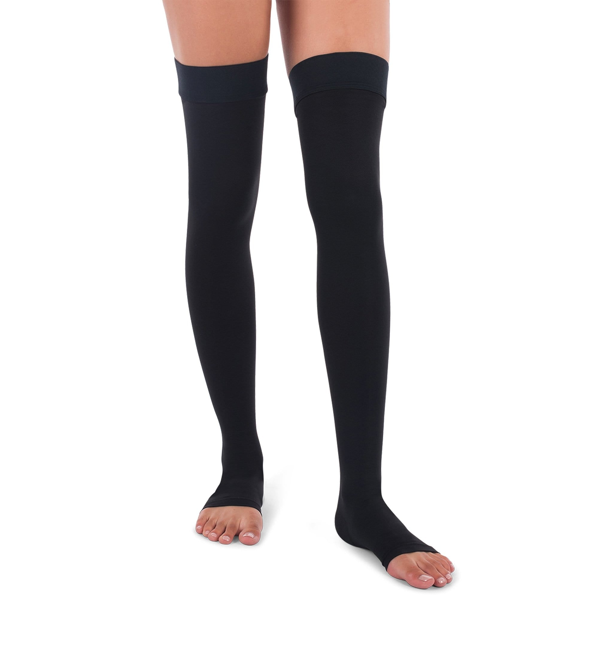 JOMI Thigh High Compression Stockings, 20-30mmHg Premiere Surgical Weight Open Toe - PETITE 265 - Bl