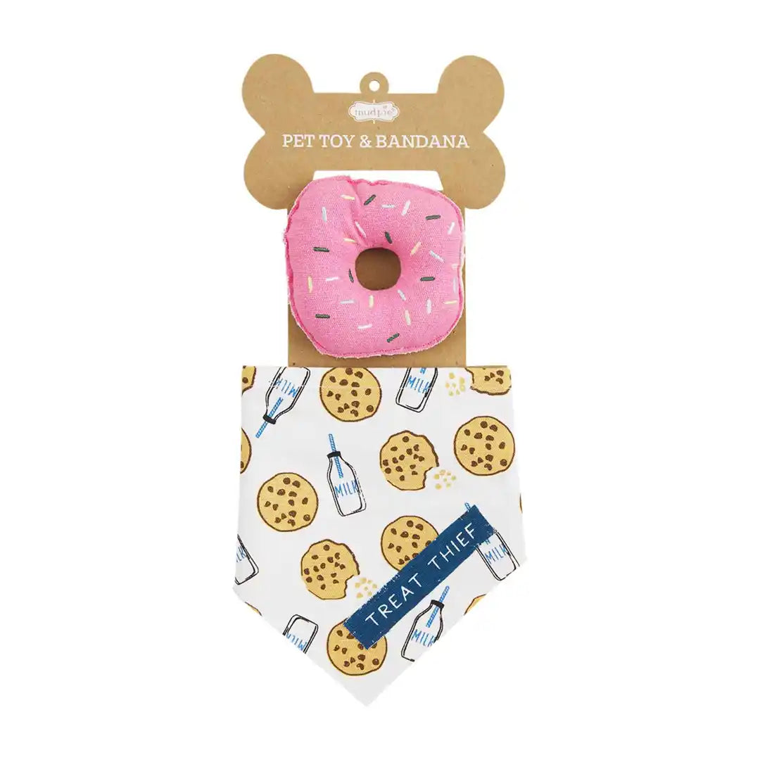 Pet Donut Toy and Bandana Set