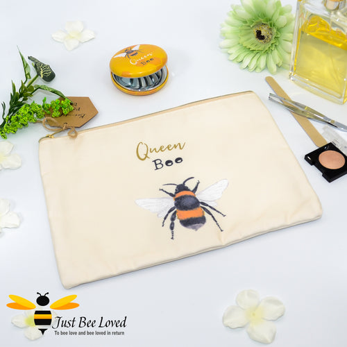 Small Clear Make up Bag with White Bee Print – Will Bees Bespoke