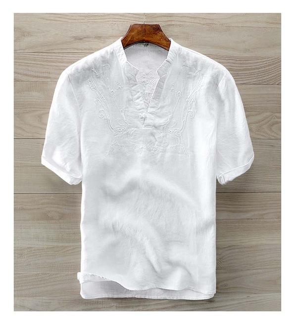 Fashion Men's Flower Embroidery Shirt Men Mesh Transparent Shirt Summer Short Sleeve Shirt