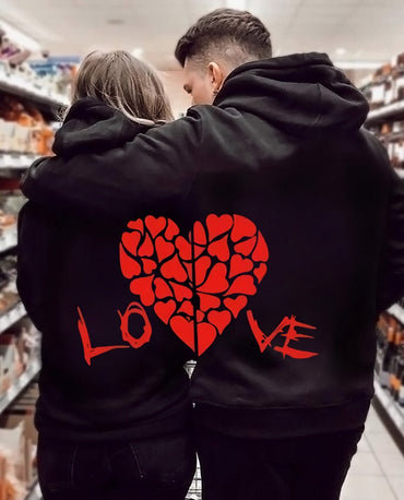 Love Heart Printed Hoodies