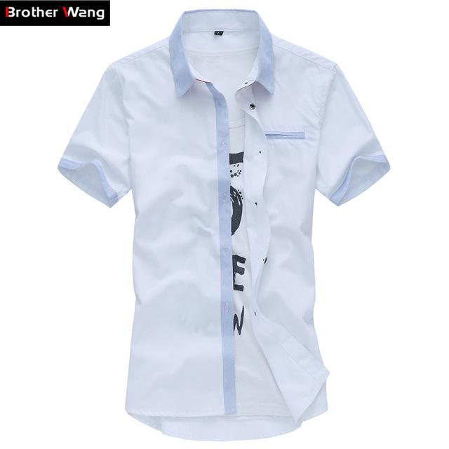 Men's Shirt Thin Section Solid Color Casual Slim Fit Short-sleeved Shirt