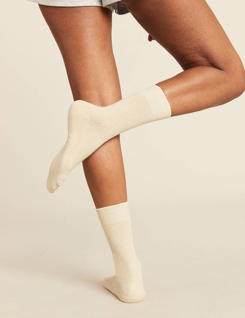 Organic Bamboo Ribbed Crew Socks: Womens