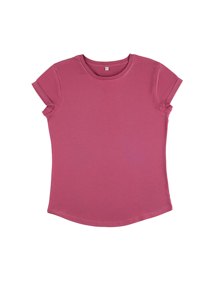 Organic Cotton Rolled Sleeve T-shirt: Womens