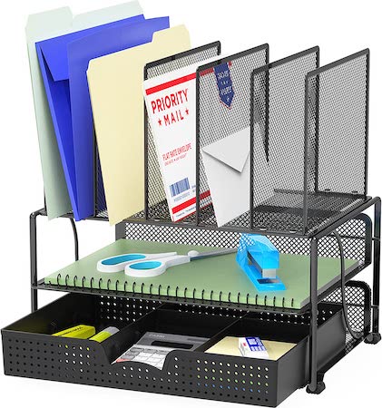 black steel mesh organizer