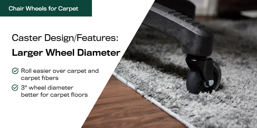 large wheel diameter carpet casters