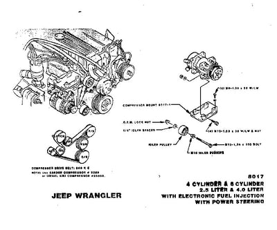 Jeep YJ 1991-1995  and  Liter Engine Bracket - Jeep Air