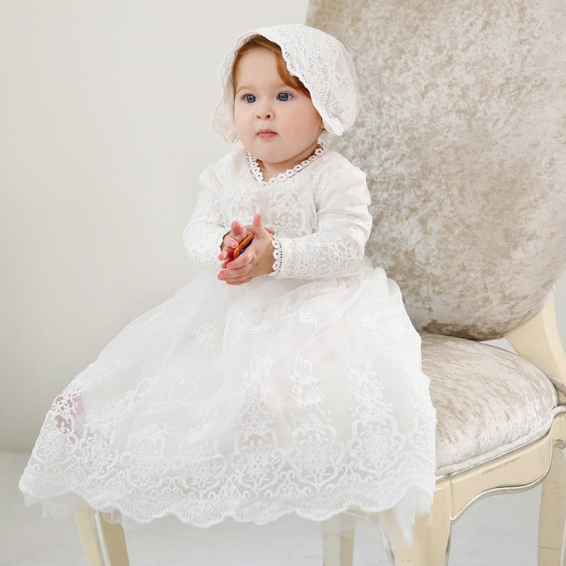 Baby Baptism Dress Long Lace Princess Newborn Baby Christening Gowns 1 ...