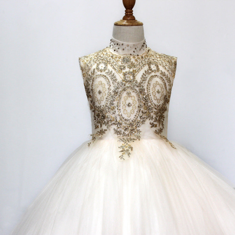 white and gold pageant dresses