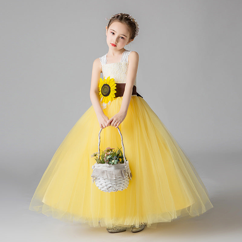 sunflower yellow flower girl dresses