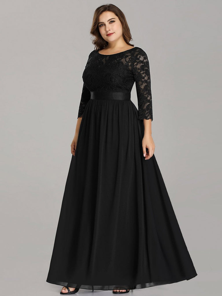 Plus Size Lace Empire Waist Tulle Gown Bridesmaid Dresses with Long Sl ...
