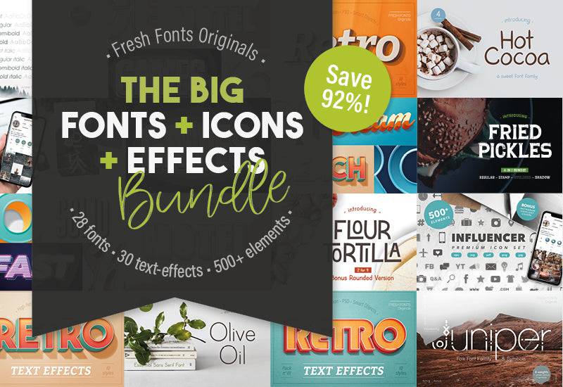 The Big Fonts Icons And Effects Bundle