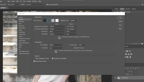 Photoshop Interface Language